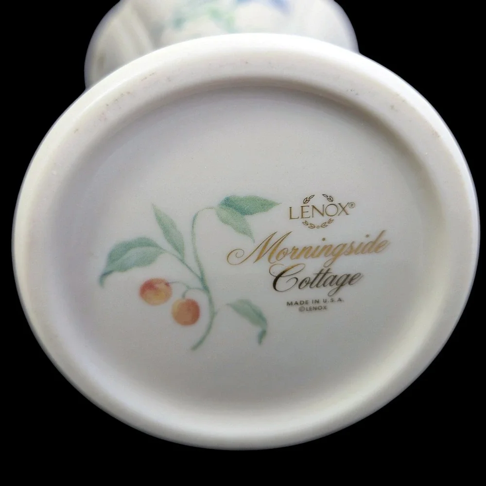 Lenox Morningside Cottage Vase Morning Glory Flowers Bees Ladybugs Gold Trim